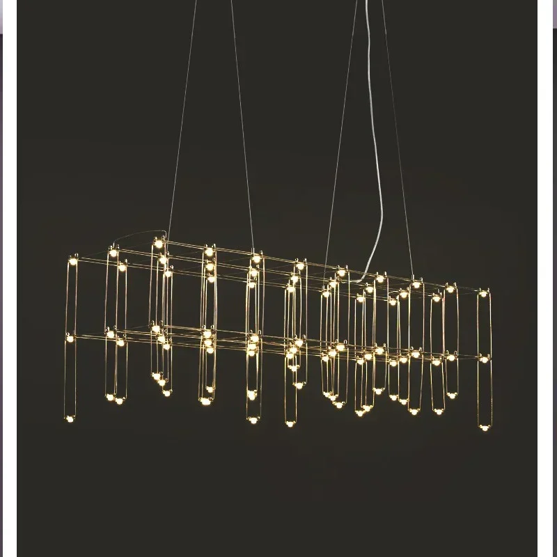 Nordic Creative Retangular Luminária Starry Chandelier Minimalista Front Desk Clothing Store Bar Iluminação retangular