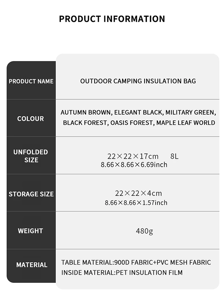 1 Schwarz/Braun/Armeegrün/Tarnfarben Optional Camping Isolierte Outdoor-Camping-Schüssel Becher Aufbewahrungstasche – Detail 8