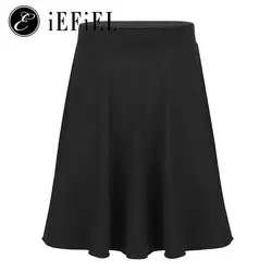 Big Girls Solid A Line Pleated Skirts Modest Skater Knee Length School Uniform Short Dress Summer Casual Wear