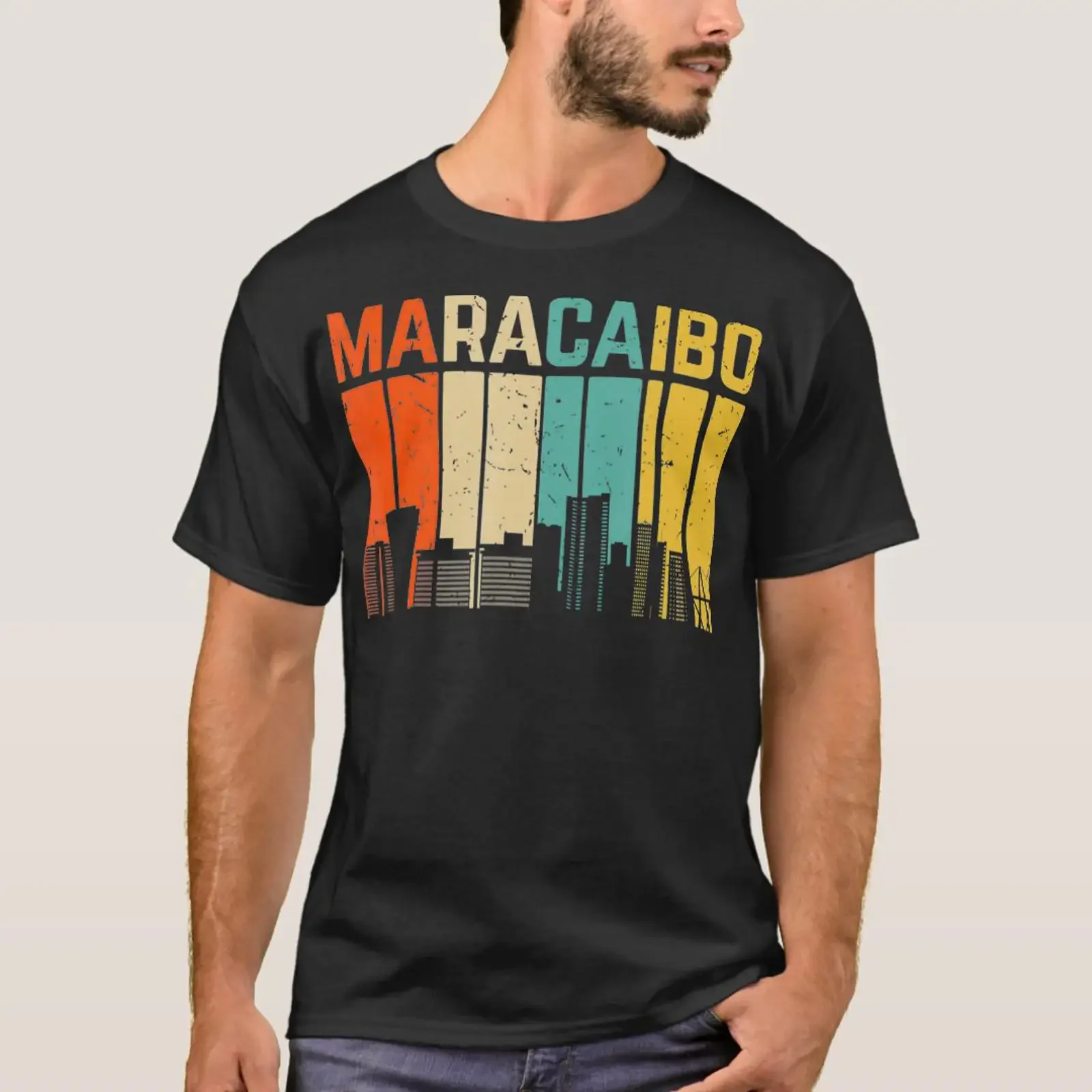 Camiseta Vintage de Maracaibo, Venezuela, Estilo Maracucho, Lavada, Versátil, Diseño Casual y Elástico
