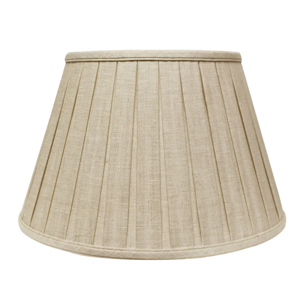 

Box Pleat Lamp Shade Oatmeal Linen Fabric Softback Lampshade with Washer Fitter for Table Lamp Rustic Lighting Decor