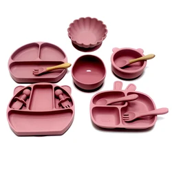 12pcs Baby dinner plate compartment plate suction cup all-in-one children's tableware dinner set