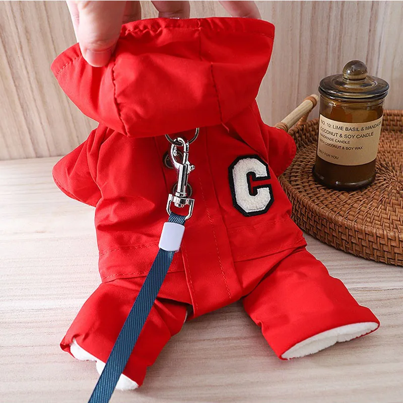 

Cute Dog Clothes Teddy Winter Warm Down Coat Puppy Thickened Four Legs Cotton Clothes Bichon Letter Embroidery Jumpsuits