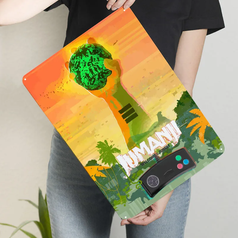 Jumanji ملصق لعبة صفيح تسجيل غرفة نوم الديكور غرفة المعيشة ديكور الرجال علامات معدنية مخصصة لتزيين غرفة الألعاب #3