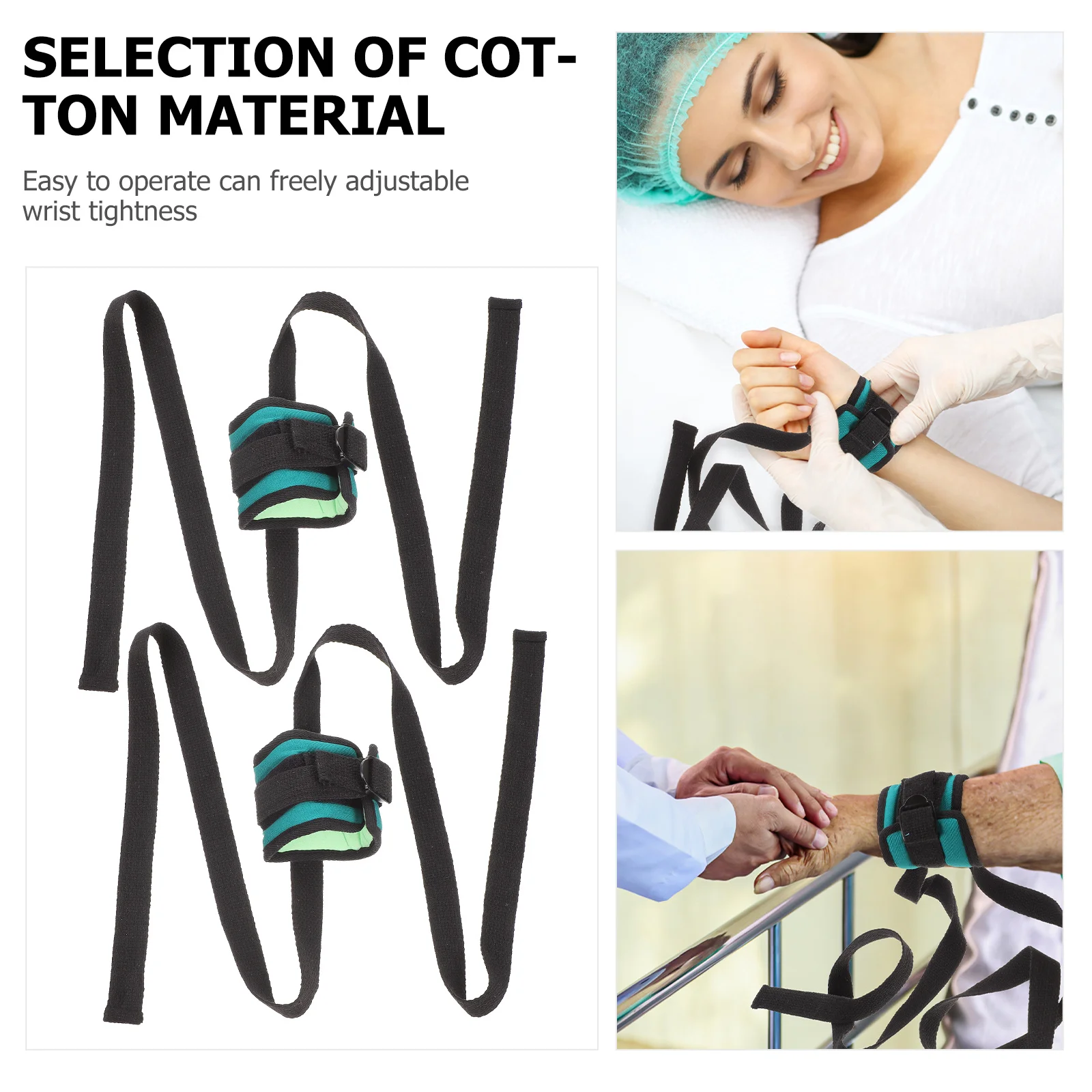 

2Pcs Fixation Straps Medical Belt Wrist Anklet Dark Fixing Belt Elderly Medical Limbs