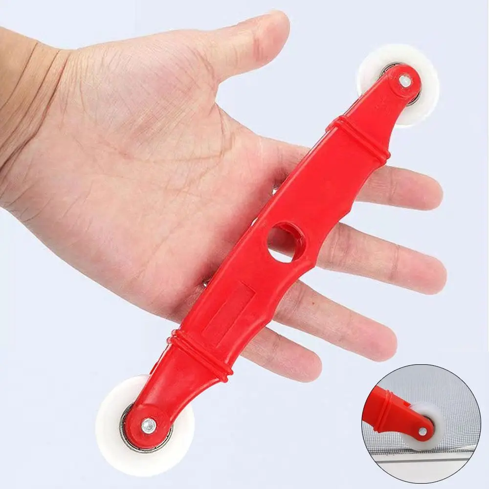 1Pcs Hand Crank Nylon Screen Rolling Tool Double Head Red Screen Spline Repair Roller Plastic Hand Spline Roller