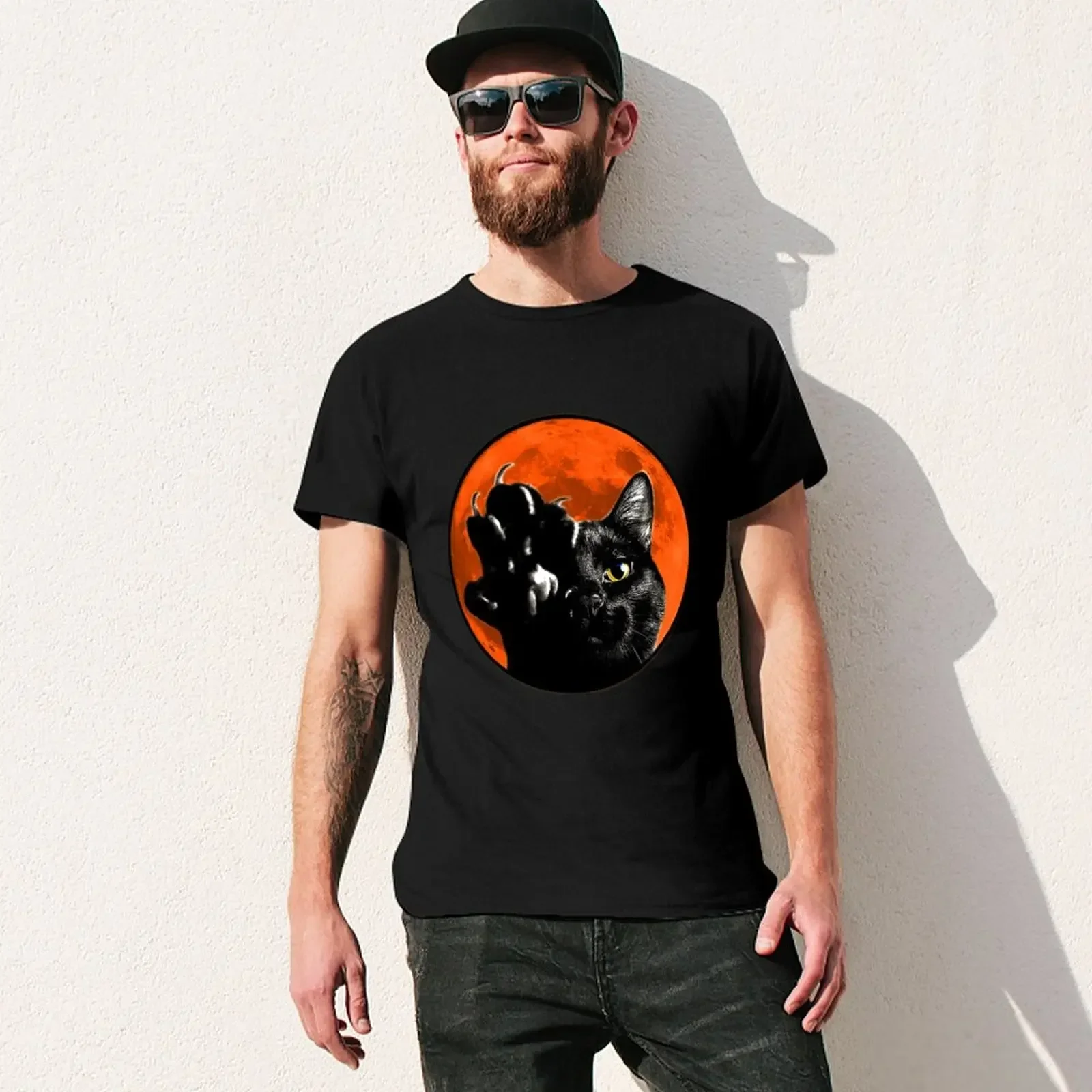 Black Cat Harvest Moon T-Shirt hippie clothes tees customizeds mens clothes