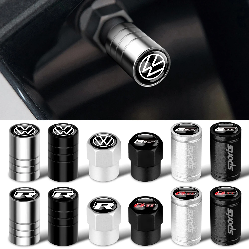 For Volkswagen VW GTI R Golf 5 7 6 4 Polo Tiguan Passat Jetta Lavida Car Styling 3D Metal Wheel Tire Valve Stem Caps Accessories