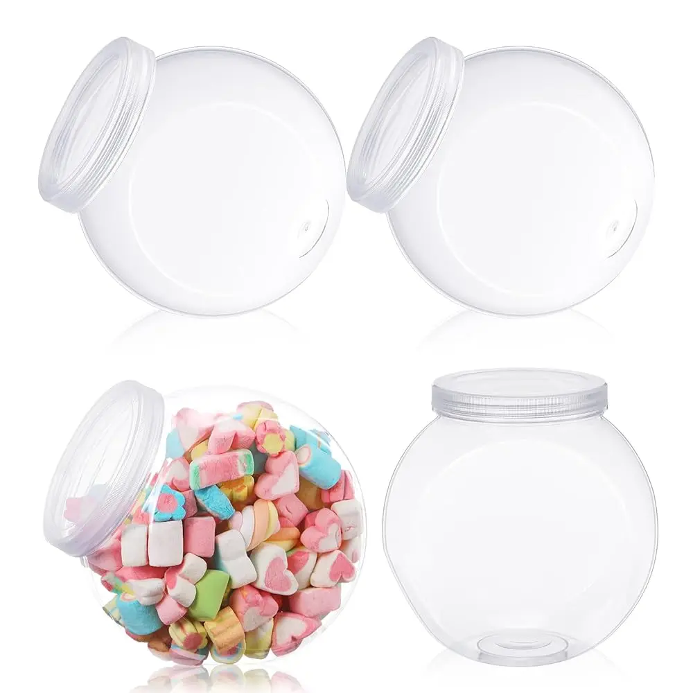 

4 Pcs 71 Oz Plastic Candy Jars With Lids Clear Plastic Cookie Jars Buffet Containers Set Candy Holder Dish For Kitchen Counter