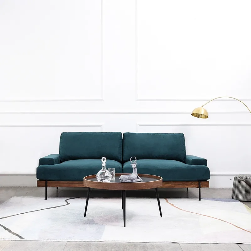 Nordic solid wood fabric sofa, living room three-person small apartment removable and washable rubber factory furniture