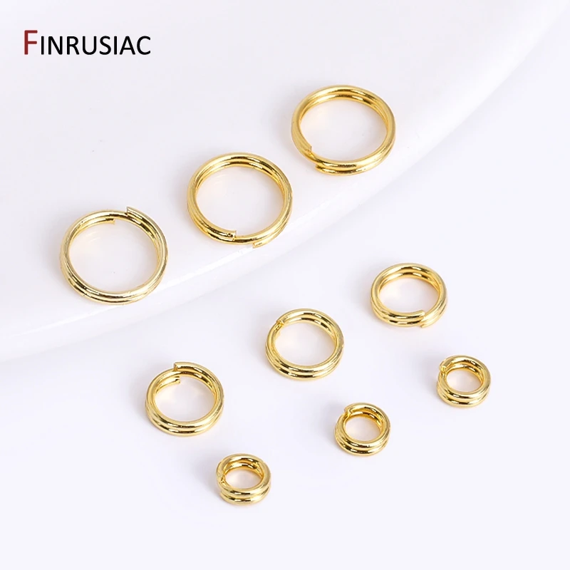 

100 шт./лот 18 К позолоченные латунные двойные петли кольца для прыжков разрезные кольца разъемы для изготовления ювелирных изделий DIY ювелирные изделия фурнитура