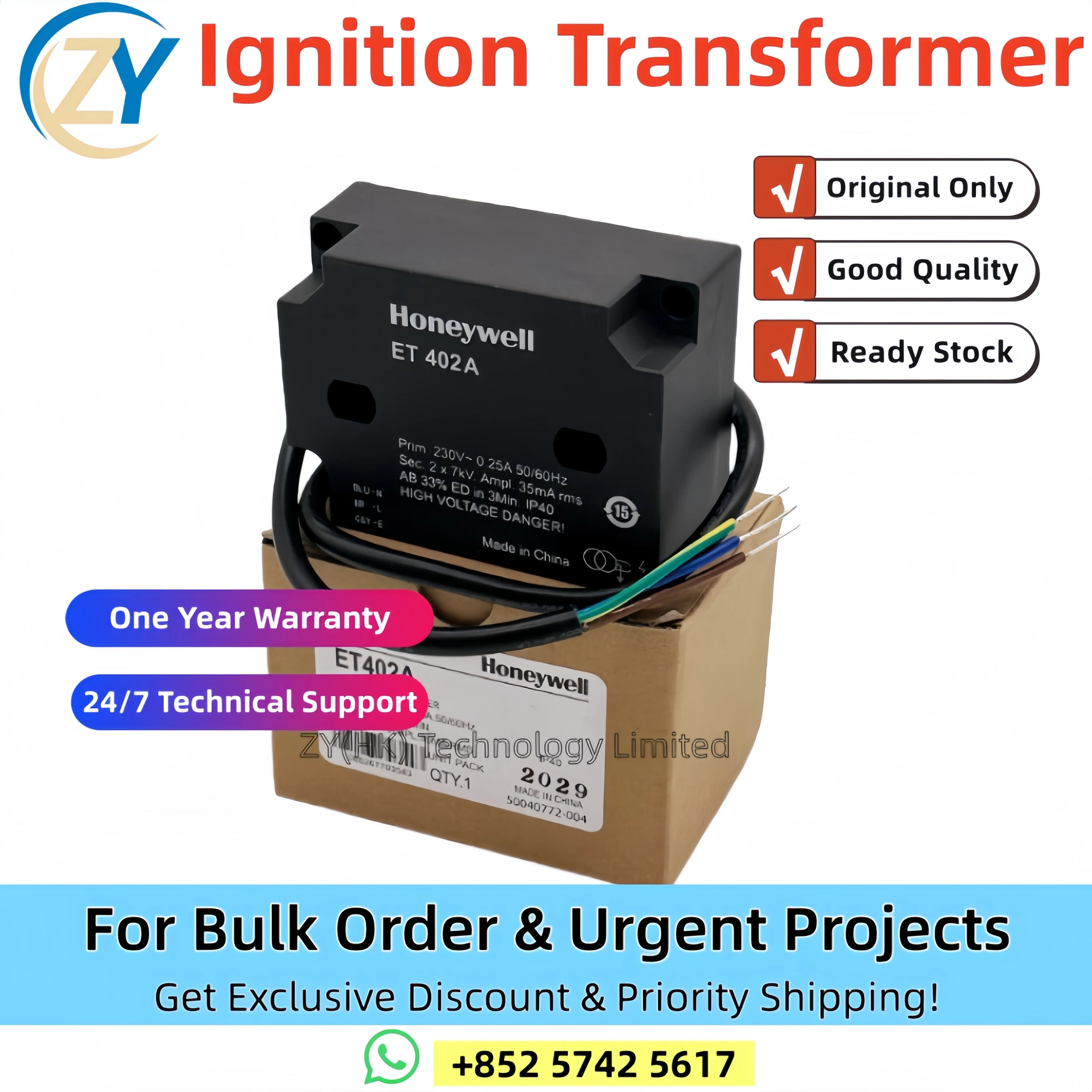 Honeywell  ET401 ET401A ET402A ET401A1 ET401B Ignition Transformer High Voltage Package Genuine Original Fast Ship & In Stock