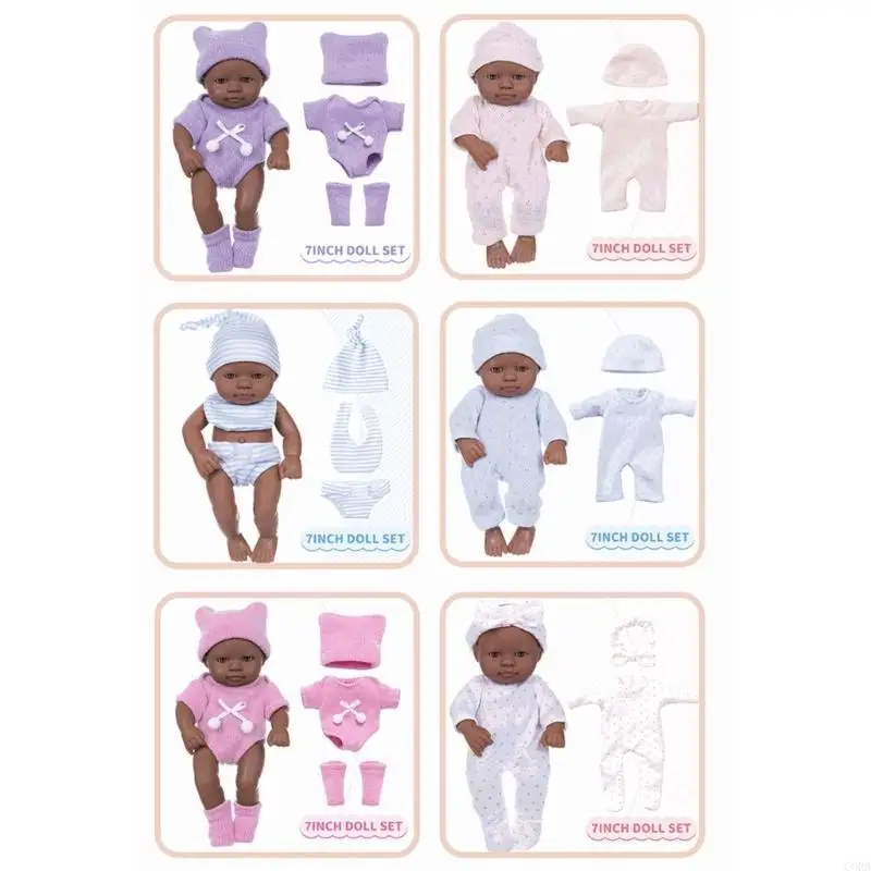CORB 7 Zoll realistische Vinyls-Babypuppe in Handgröße, Miniatur-Reborns für Reiseberuhigung und Rollenspielaktivitäten