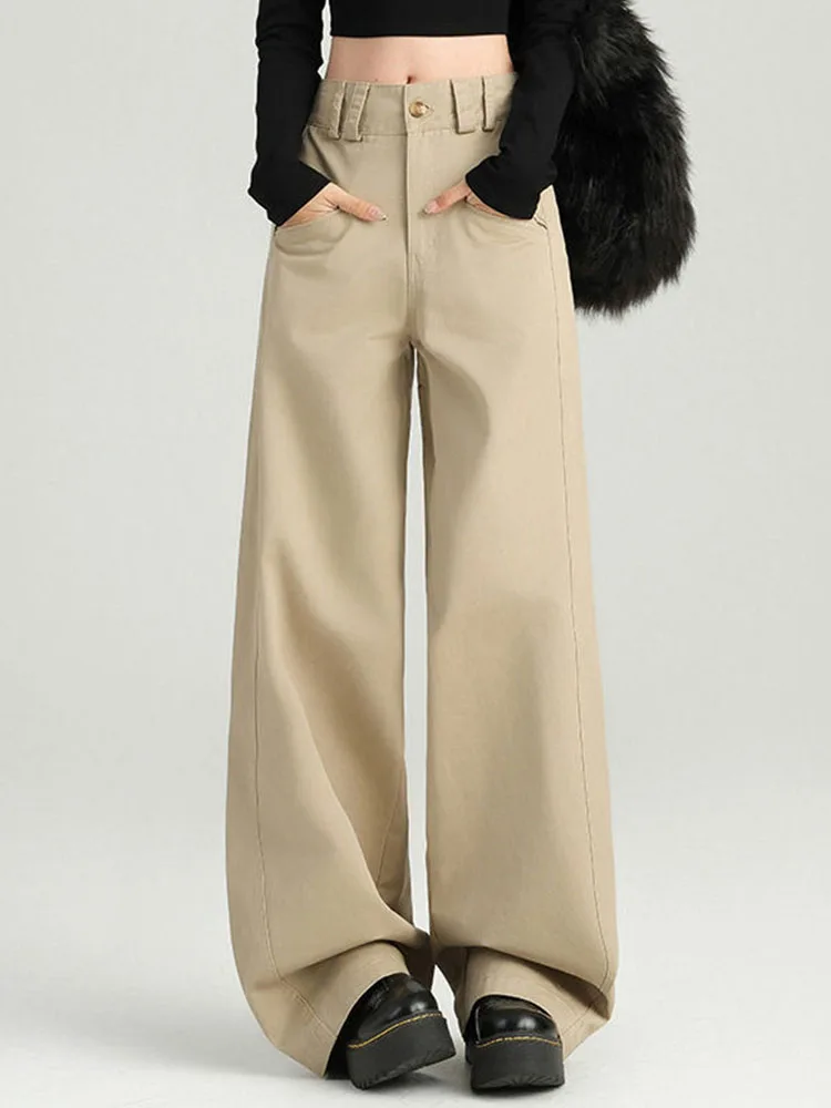 

High Quality Loose High Waist Suit Pants Women Formal Solid Office Wide Leg Pantalones Korean Design Casual Chic Black Calca New