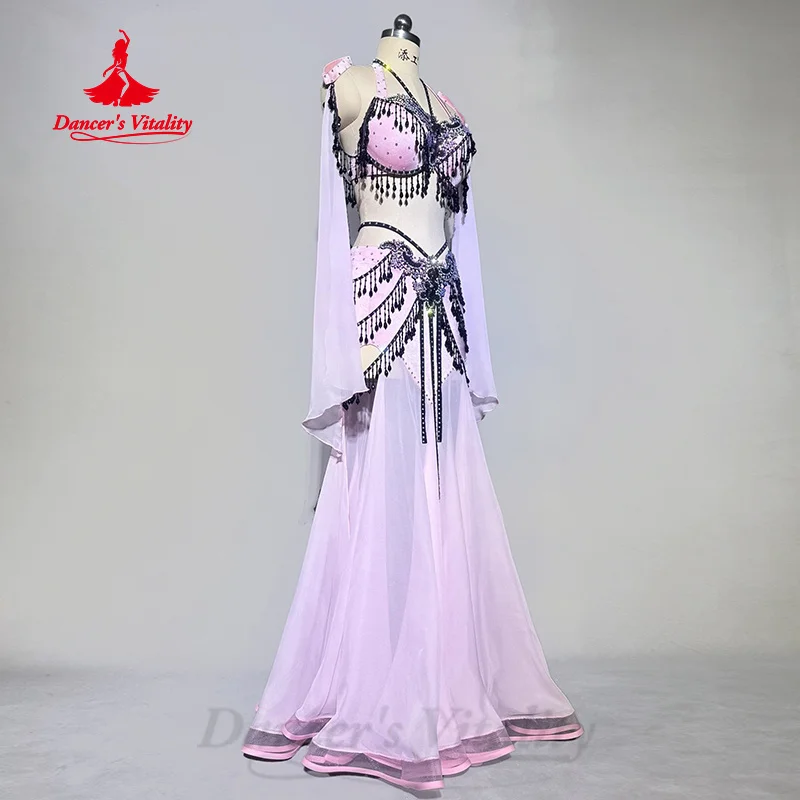 Belly Dancer Tassel Chiffon Performance Set for Adults and Children Customized Oriental Dance Professional Competition Costumes