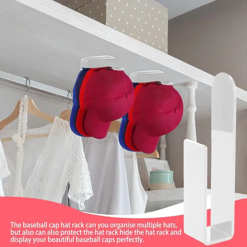 Acrylic Hat Organizer Wall Mount Acrylic Baseball Hat Rack Transparent Easy To Install Sunshade Hat Adhesive Hanger Organizer