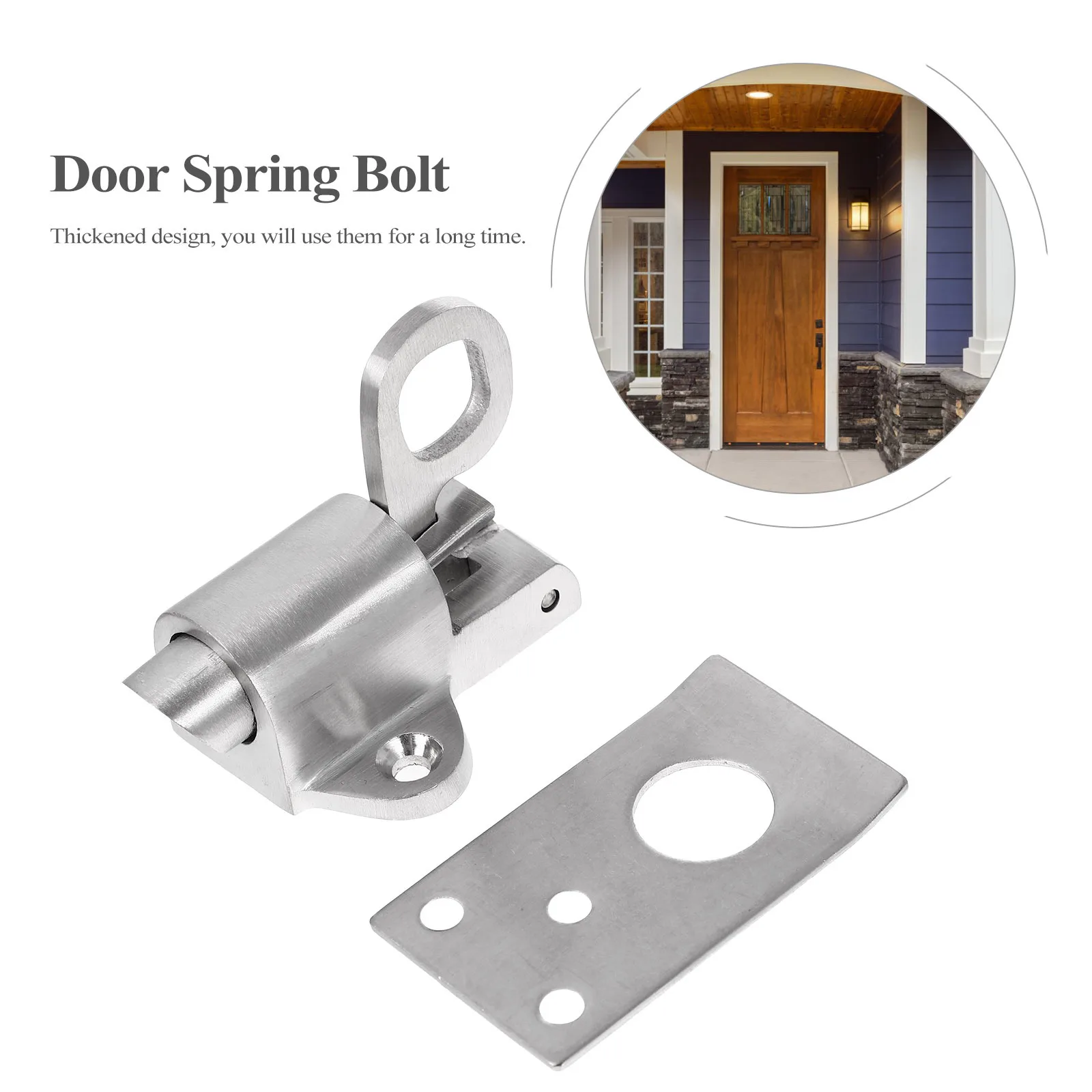 

Automatic Spring Bolt Stainless Steel Door Latch Heavy Duty Anti Rust Metal Latch for Home Security Door Safety Lock