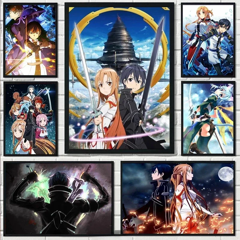 Sword Art Online Poplaur Japan Anime Aesthetic Canvas Painting Posters and Prints Wall Art Picture For Living Room Decoration
