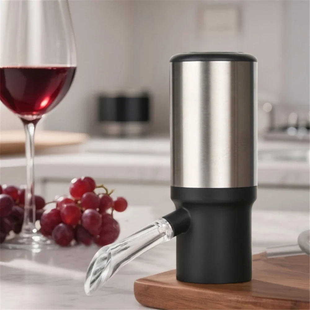 

Stainless Steel Electric Wine Aerator Automatic Rechargeable Wine Decanter Pump Dispenser One-Touch Wine Pourer for Family Party