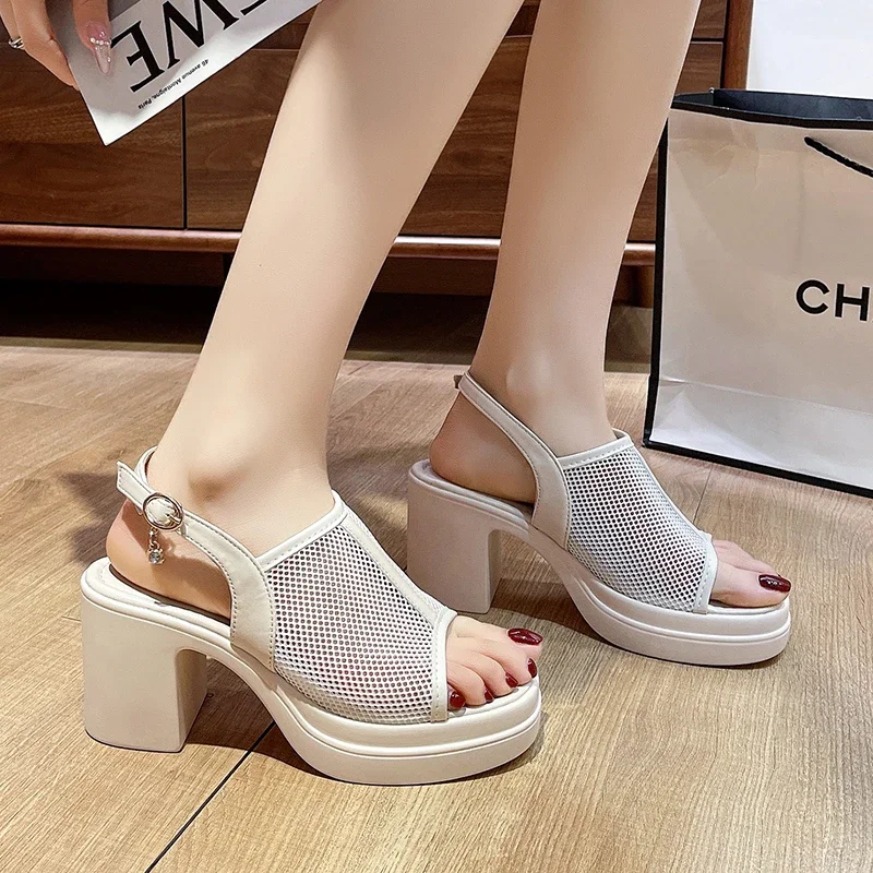 

Ladies Shoes 2025 High Quality Buckle Strap Women's Sandals Fashion Peep Toe Casual Sandals Women New Best Seller Heeled Sandals