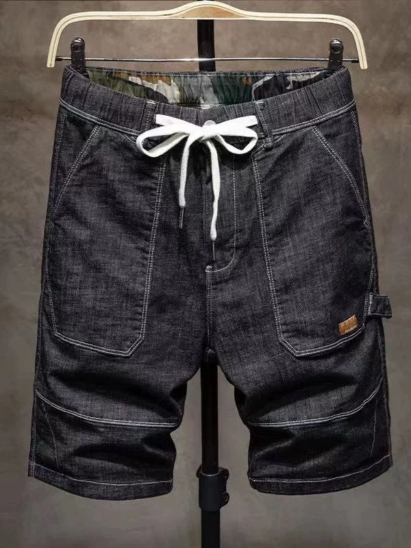 

Летние мужские шорты 2025: модные повседневные джинсовые шорты-карго с прямым кроем, зауженные, из хлопка, со средней посадкой, пять карманов