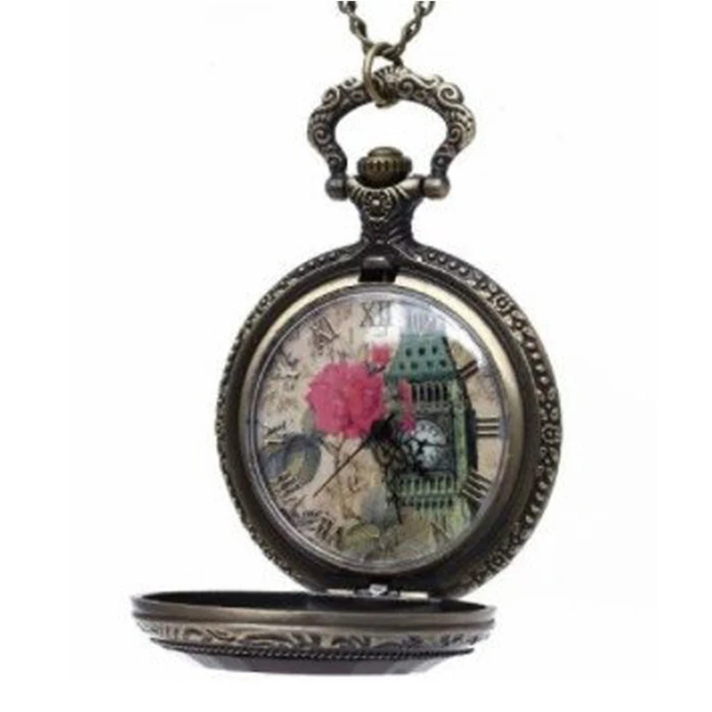 Modische Art antike Vintage Quarz Taschenuhr Gehäuse Anhänger Halskette Kette exquisite Uhr für Männer Frauen Geschenke