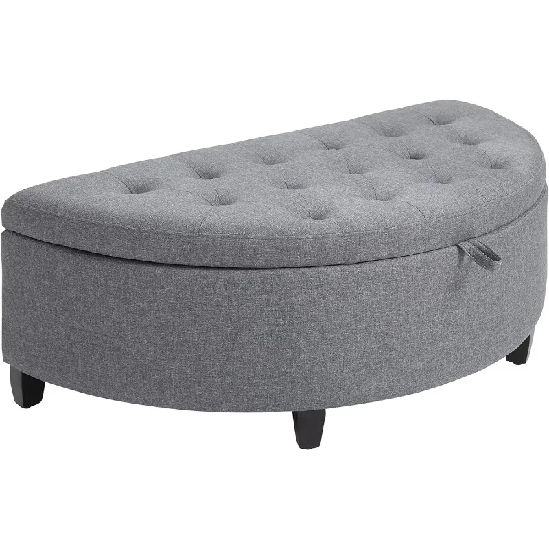 

Storage Ottoman, Upholstered Button Tufted Storage Bench with Lift Lid and Wood Legs, for Living Room, Entryway, Gray