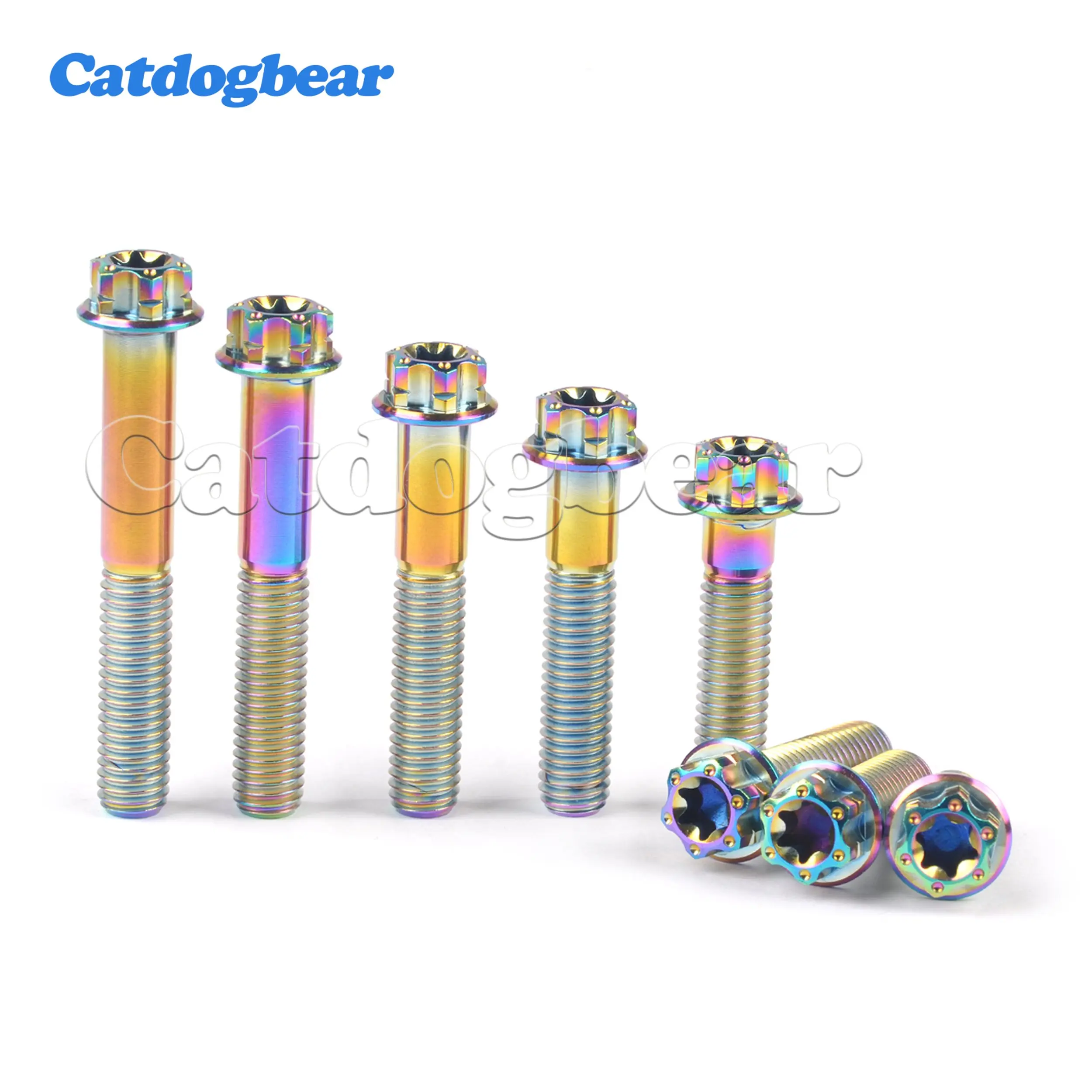 Catdogbear Titanium Bolt 4PCS M6x10 15 20 25 30 35 40 45 50 55mm Torx for Cars and Motorcycles