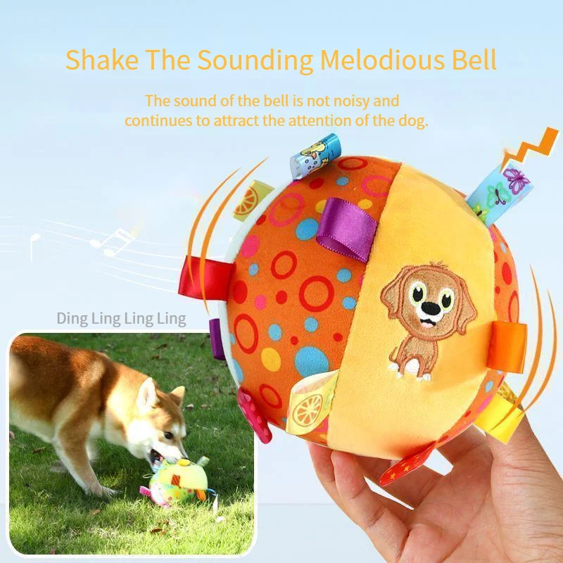 

Dog Toy Ball Bell Spherical Interactive Training Pick Up Relieve Fatigue Outdoor Portable Bite Pattern Grind Resistant Bell Ball