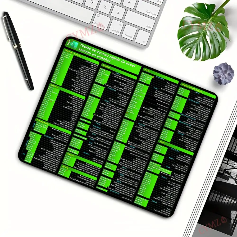 Excel مفاتيح الاختصار الإسباني لوحة الماوس الصغيرة حصيرة مكتبية ملحقات المكتب 29X25CM الجدول حصيرة الكمبيوتر المحمول مكتب حصيرة عدم الانزلاق مخيط حافة #3