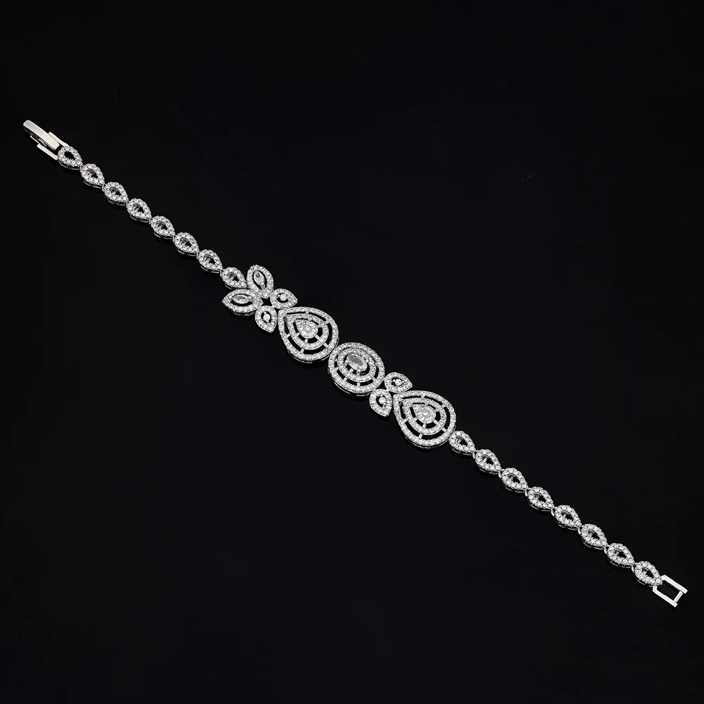 

Свадебный комплект ювелирных изделий из 4 предметов с цирконием для женской вечеринки, роскошное свадебное ожерелье с кристаллами CZ в Дубае, Нигерии