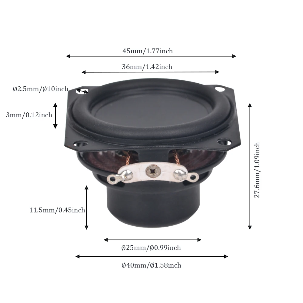 AIYIMA 2 قطعة 45 مللي متر 4 أوم 10 واط مكبرات الصوت 19 الأساسية مربع المطاط حافة مقاوم للماء ندفيب كامل المدى مكبر الصوت لتقوم بها بنفسك الصوت BT أمبير المتكلم