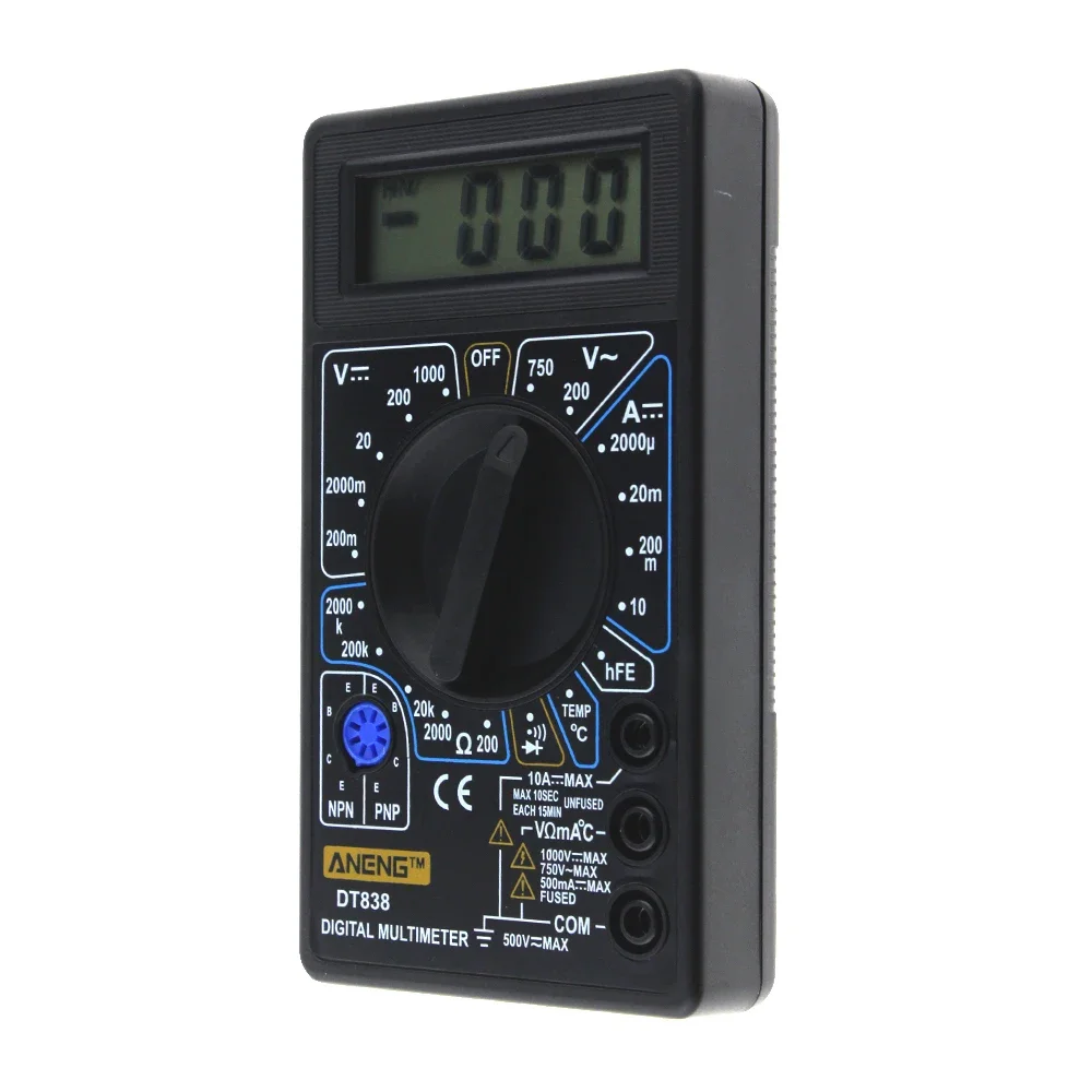 DT838 Digital Multimeter LCD AC DC Voltage Tester Voltage Resistance Diode Diode Current Electrical Voltage Meter Multimetro