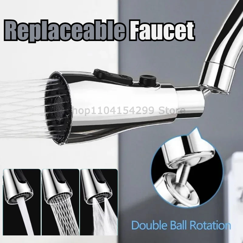 Universal 360° Rotation Kitchen Faucet Extender 3 In1 ABS Durable Water Saving Shower Spray Head Bathroom Basin Tap Replacement