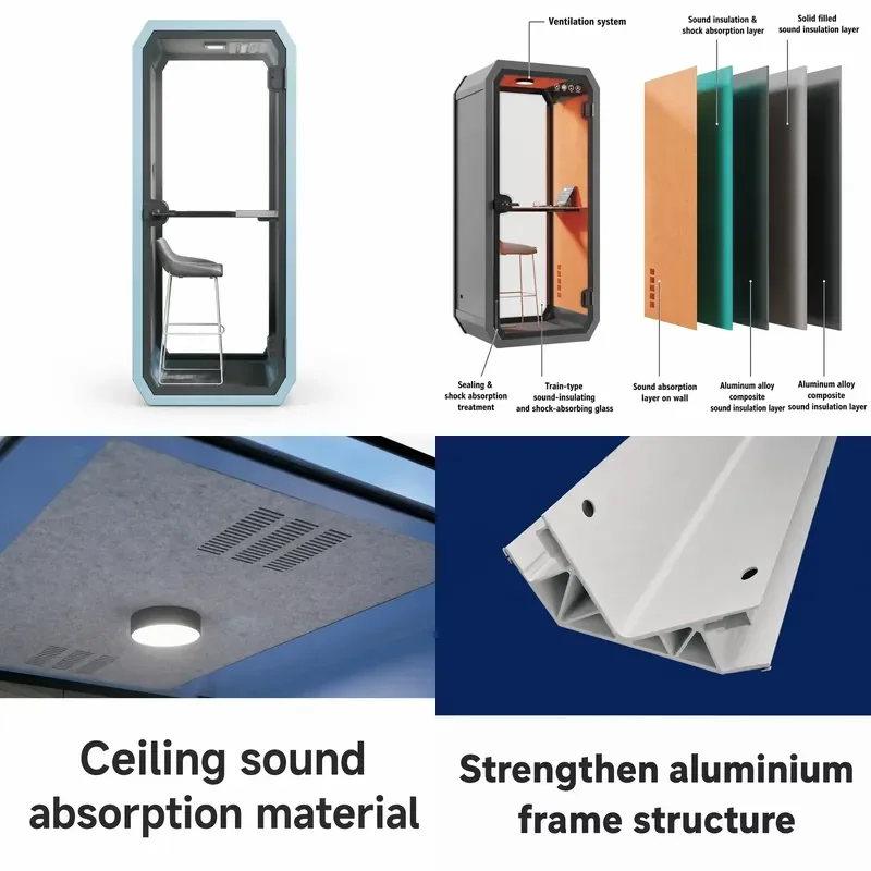 for HAUMR Soundproof Room Library Furniture Modular Customizable Aluminum Booth for Music Practice and Dubbing Work