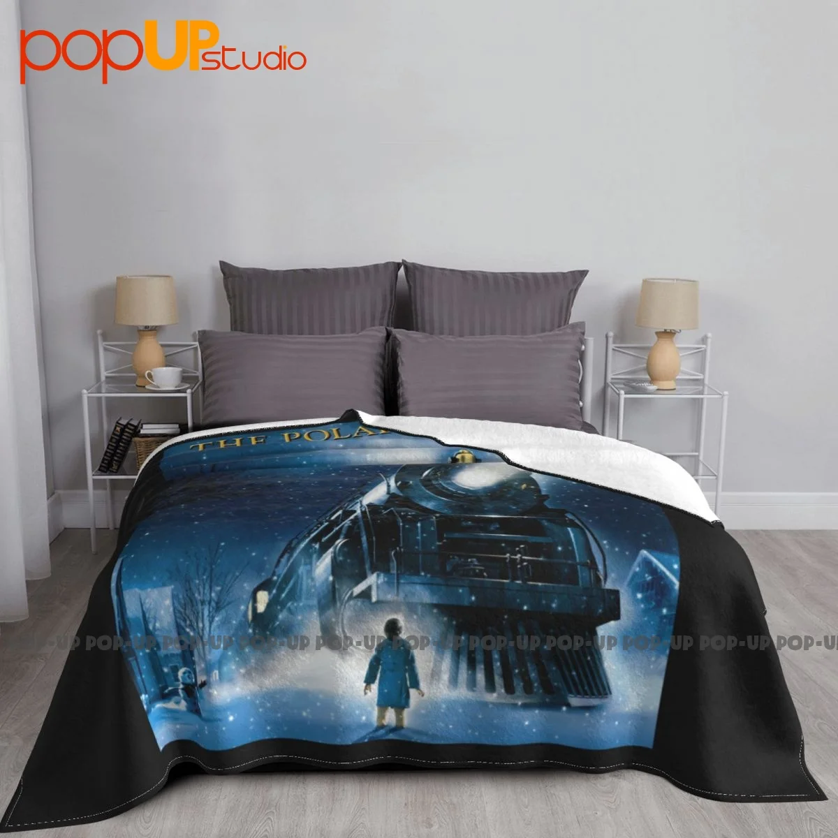 The Polar Express Movie Train Heading Down The Tracks Blanket Sheet Breathable Faux Fur Mink