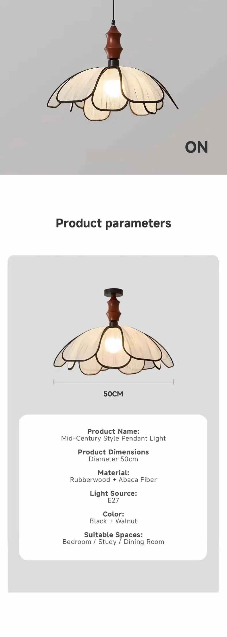 Bedroom French E27 Ceiling Light Abaca Oak Petal Mounted