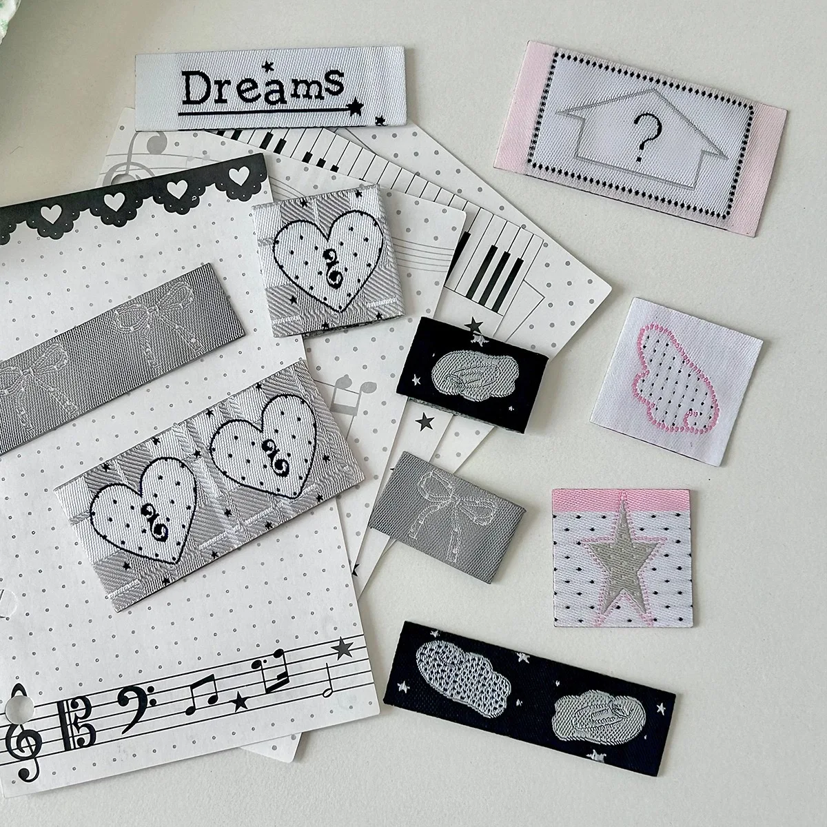 MINKYS Kawaii 8pcs/Pack Fabric Journal Page Index Lable Stickers Set Decoration Sticker Pack Stationery