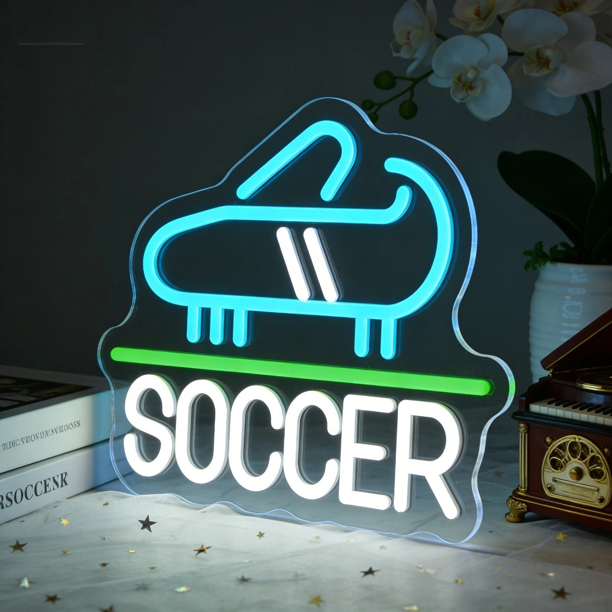 Men'S Shoes Dc - Fußballschuh Neon-Schild LED-Nachtlicht USB Fußballstiefel Sport-Dekorlampe