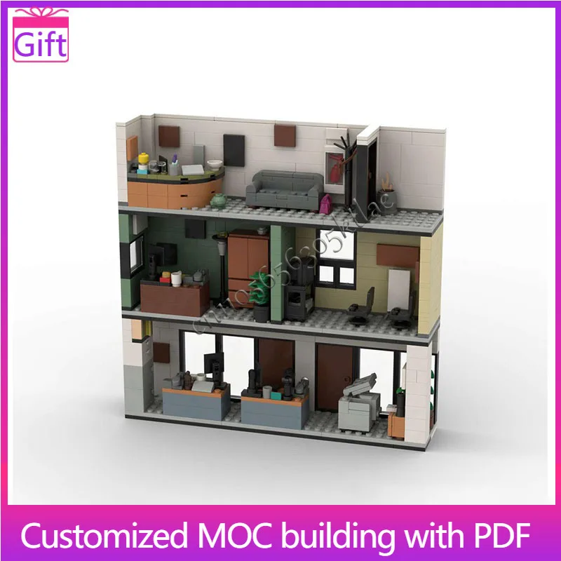 

608 детали, хит продаж, MOC, изготовленные на заказ офисные сцены, строительные блоки, кирпичи, модель, детская развивающая игрушка для самостоятельной сборки, Рождественский подарок