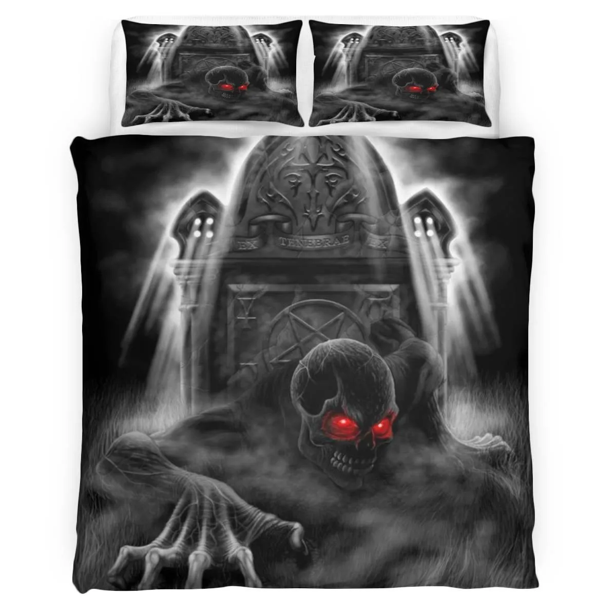 3D Horror Skull Cat Bedding Set 3 Piece Quilt Cover Pillow Case Cartoon Quilt Luxury Bedding Set Children and Adult Bedding