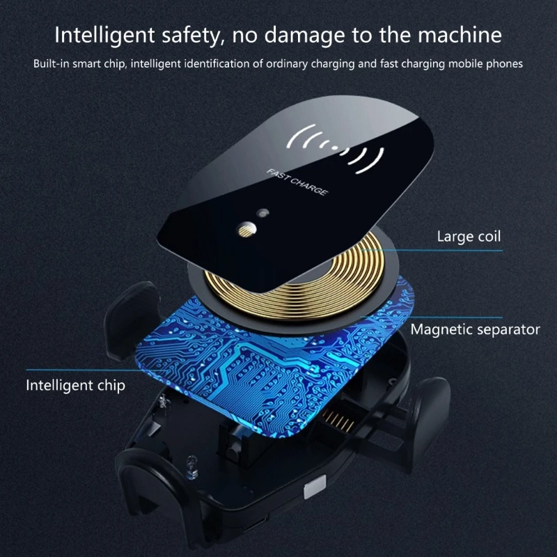 무선 자동차 충전기, 핸드폰 홀더 자동차 마운트 10W 빠른 충전 자동 클램핑 자동차 충전기 전화 홀더 마운트