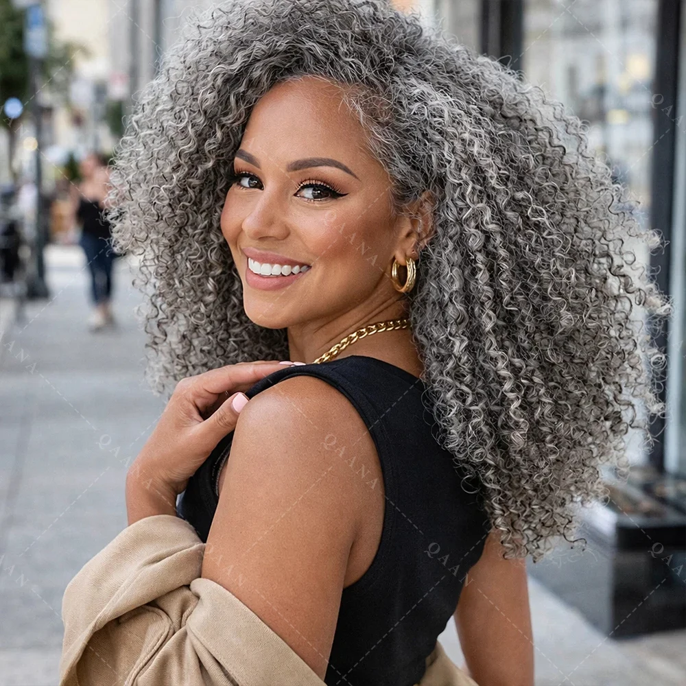 

Парик Soul Lady Ultra Comfort Brazilian Salt And Pepper Blend Afro Curly из натуральных волос, 3 в 1, готовый к использованию, без клея, для женщин.