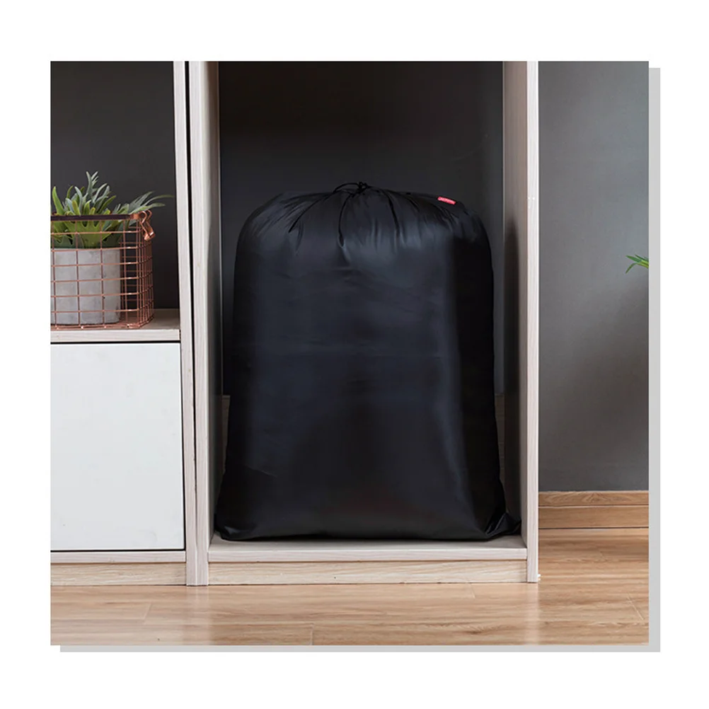 

Xl Waterproof Drawstring Storage Bag 94x120cm Black Lightweight Nylon Quilt Clothes Organizer Storage Pouch for Home