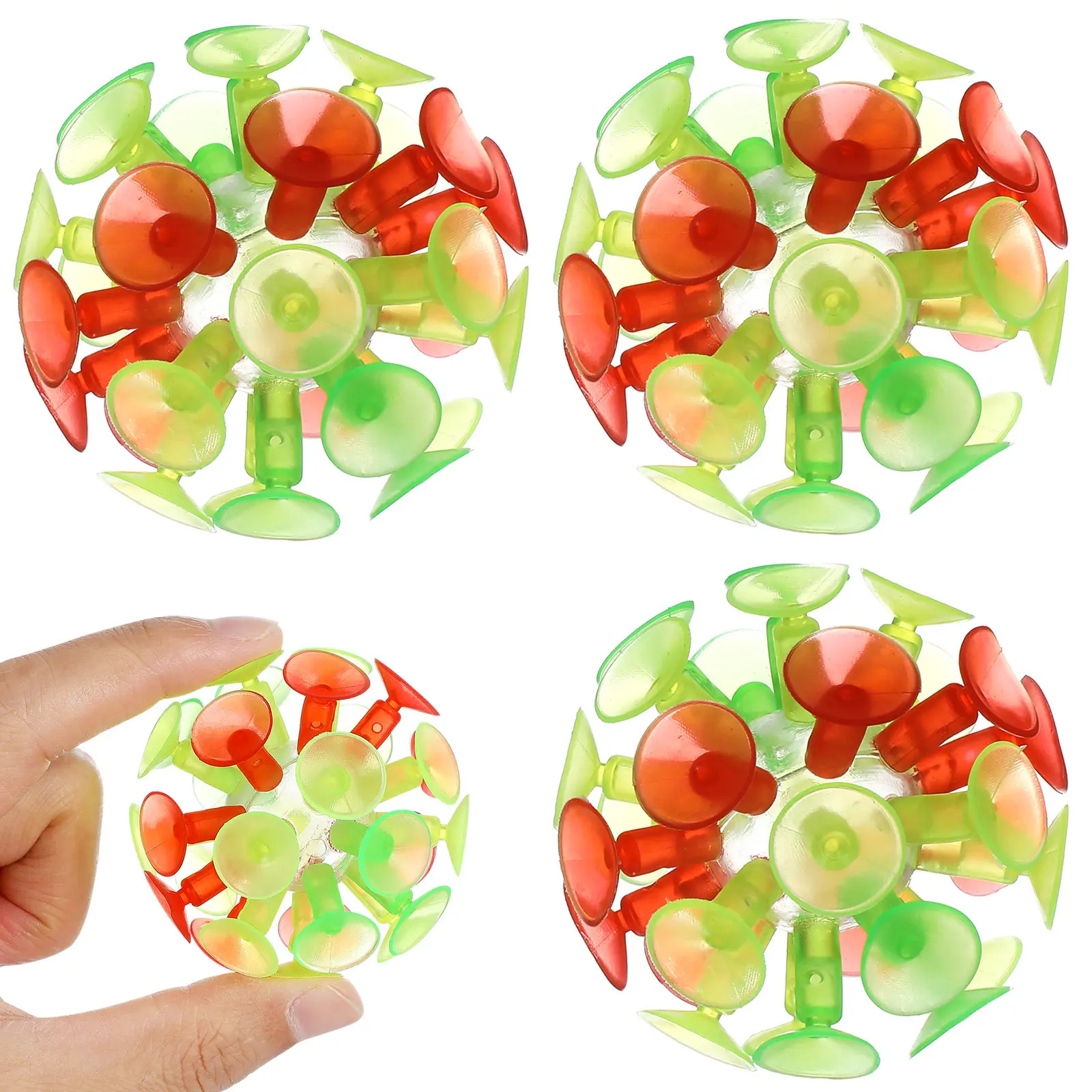 

4Pcs Multicolored Suction Cup Bounce Balls Flash Luminescence Stress Relief Light Up Party Favor Gift Suction Cup Balls