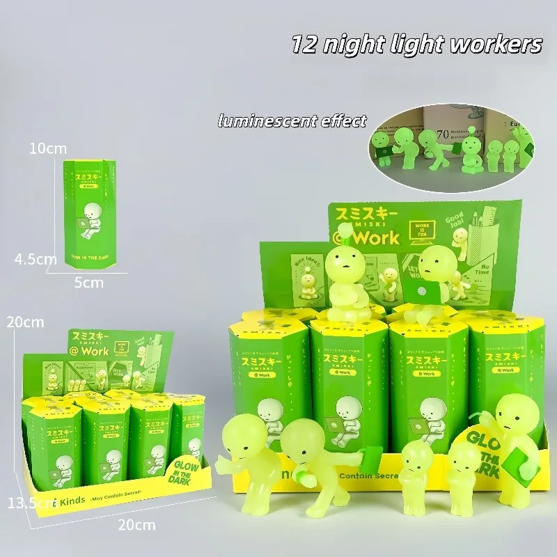 

Горячая Sonny Angel Smiski Work Serie Mystery, милая серебристая зеленая кукла, фигурки героев, мультяшная настольная слепая коробка, подарочная игрушка в наличии