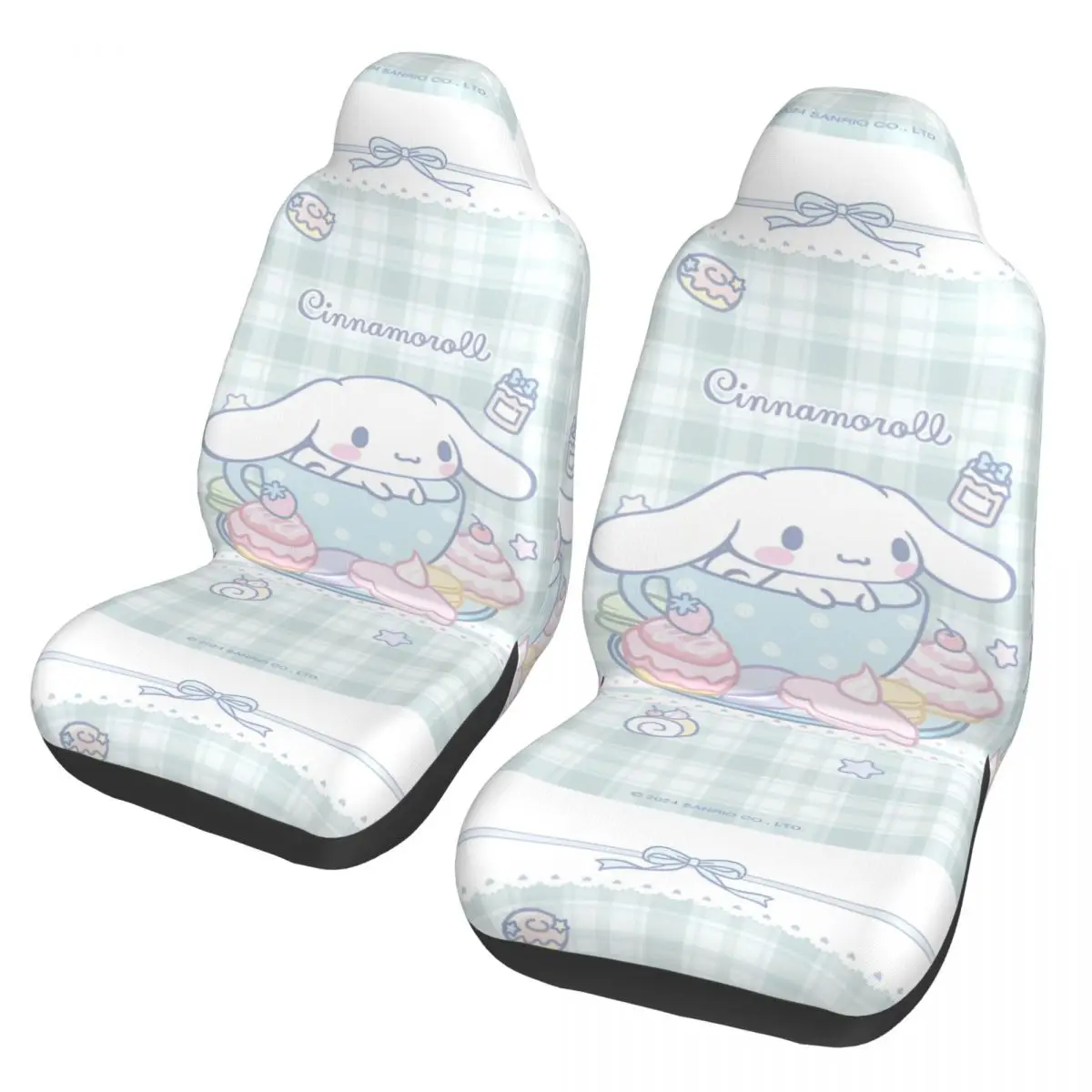 

Cinnamoroll Kawaii Cartoon 2, чехлы на передние автомобильные сиденья для автомобилей, грузовиков, седанов, внедорожников, гибкие чехлы на сиденья-ковши
