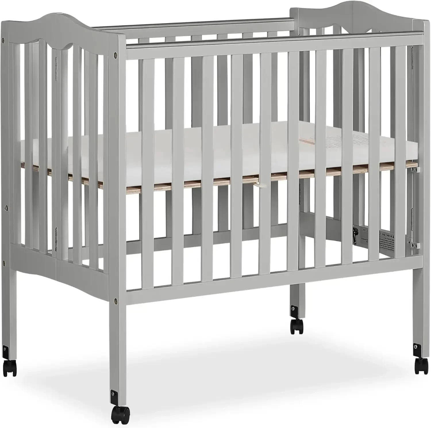 

2-in-1 Lightweight Folding Portable Stationary Side Crib in Pebble Grey, Greenguard Gold Certified, Baby Crib to Playpen