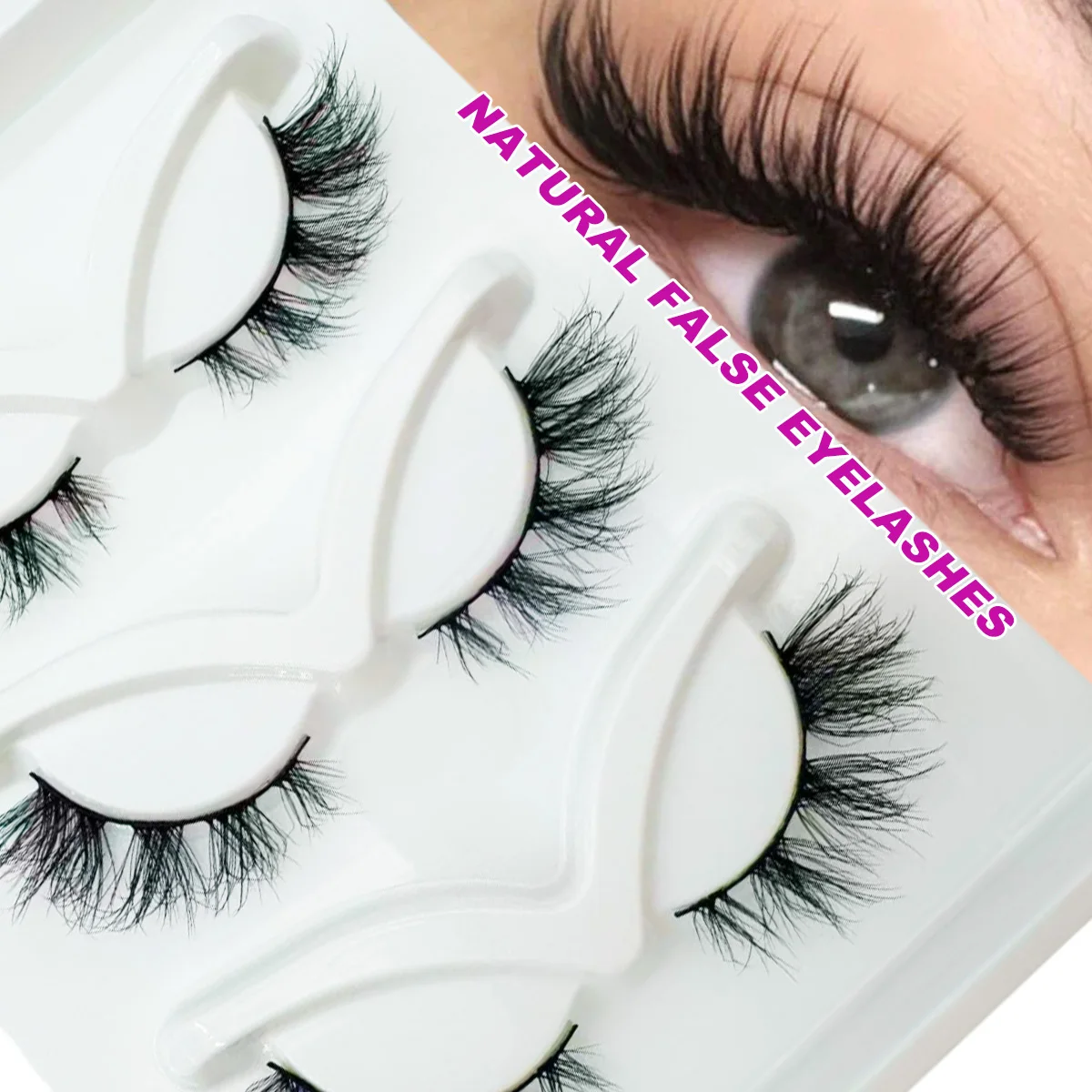 3 أزواج من الرموش الصناعية الناعمة ذات المظهر الطبيعي خفيفة الوزن على شكل عين القطة وعين الثعلب رموش اصطناعية ممدودة لتعزيز جمال العين #2