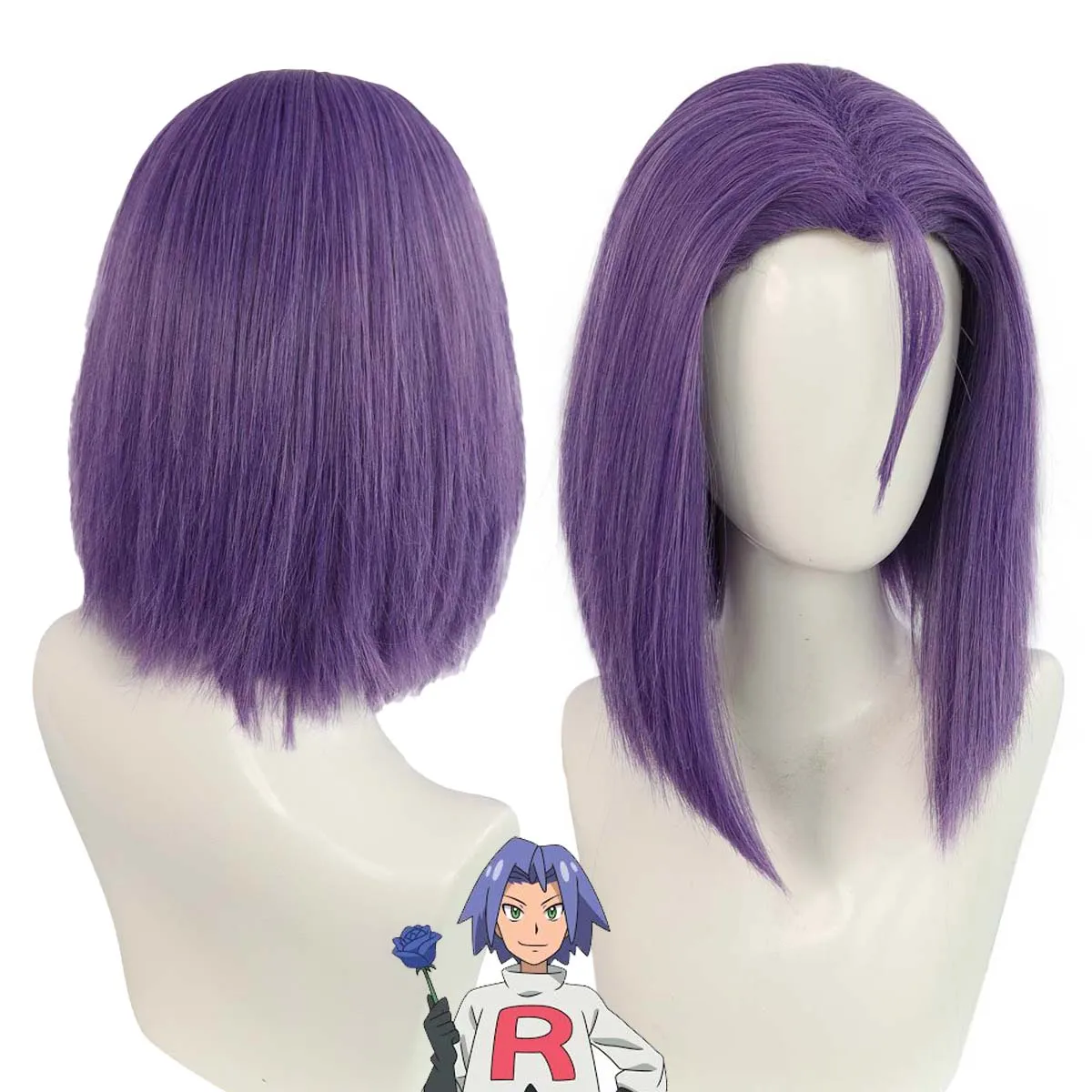 

Men Anime Role Play James Cosplay Short Purple Heat Resistant Hair Wig